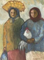 Amos Langdown; Two Women with a Chicken