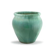 A large Linn Ware turquoise-and-green jardinière