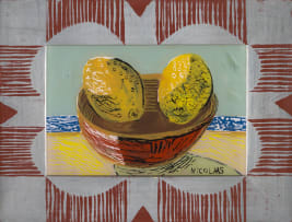 Nicolaas Maritz; Still Life with Two Lemons in a Red Bowl