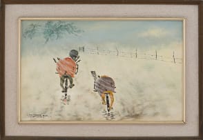 John Koenakeefe Mohl; A Country Scene in Storm, Cycling Home in W. TVL. (S.A.)