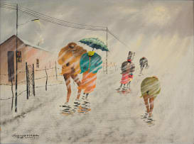 John Koenakeefe Mohl; Street Storm in the Rain, Soweto Johannesburg