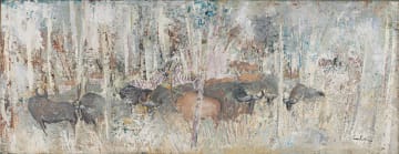 Gordon Vorster; Antelope and Zebra between Trees