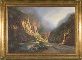 Gabriel de Jongh; Mountain Road with Stream