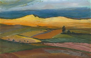 Pranas Domsaitis; Landscape with Fields