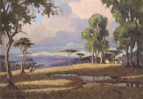 Willem Hermanus Coetzer; Bushveld Landscape with House