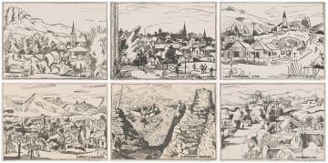 Walter Battiss; South African Lithographs by Walter Battiss: A Series of Twelve from the Original Plates, Each Signed by the Artist. Limited to 150 Sets. Five Guineas, portfolio