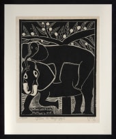 John Muafangejo; Elephant with its Baby. Elephant in 1979