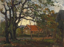 Pieter Wenning; Red Roofed Cottage, Autumn