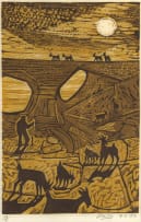 Peter Clarke; Goats in Eroded Landscape
