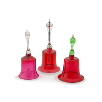 A Victorian cranberry and clear-glass bell