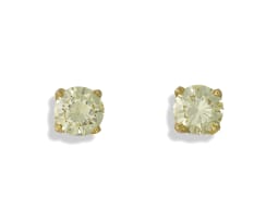 Pair of 18k yellow gold and fancy yellow diamond earrings
