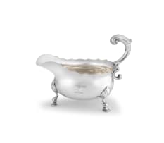 A George II silver sauce boat, maker’s mark worn, London, 1739