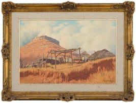 Willem Hermanus Coetzer; Homestead with Mountain Landscape
