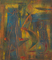 Walter Battiss; Figure with a Lizard (recto); Abstract Figures (verso)