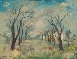 George Enslin; Winter Landscape with Trees