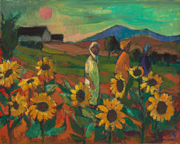 James Thackwray; Women in a Sunflower Field