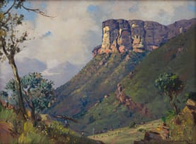 Willem Hermanus Coetzer; Mountains with Trees