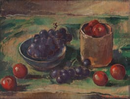 Anton Petrus Hendriks; Still Life with Grapes and Plums