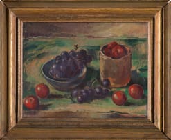Anton Petrus Hendriks; Still Life with Grapes and Plums