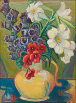 Maggie Laubser; Vase with Amarylis and Foxglove