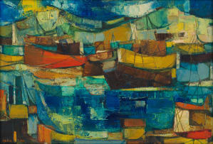 Aileen Lipkin; Boats in the Harbour