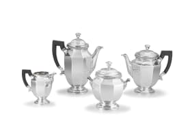 A French silver-plate four-piece tea service, Christofle, 20th century