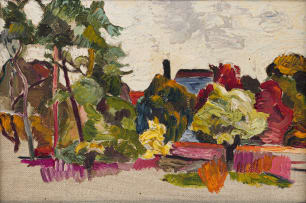 Willem Gravett; Colourful Landscape with House