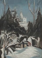 Robert Russell; Winter Scene with Church in the Distance
