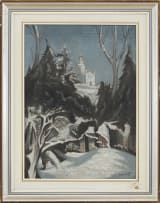 Robert Russell; Winter Scene with Church in the Distance