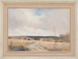 Christopher Tugwell; Road with Distant Houses and Fence