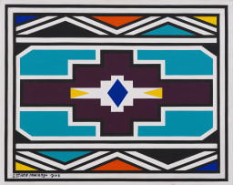 Esther Mahlangu; Untitled (Ndebele Patterns with Purple)