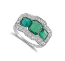 Platinum emerald cocktail ring