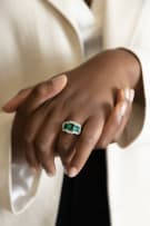 Platinum emerald cocktail ring