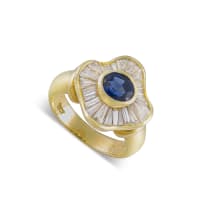 18k yellow gold, sapphire and diamond ring