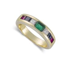 18k yellow gold, multi-gemstone and diamond ring dress