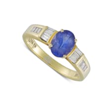 18k yellow gold, sapphire and diamond ring