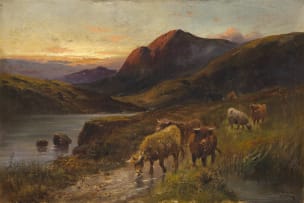 Charles W. Oswald; Highland Cattle by a Loch