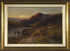 Charles W. Oswald; Highland Cattle by a Loch