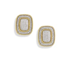 Pair of 18k yellow gold and diamond earrings, Browns