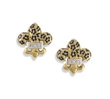 Pair of 9k yellow gold ‘fleur de lis’ earrings, Jenna Clifford