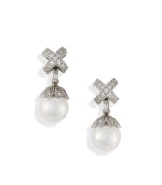 Pair of 9k white gold pearl earrings