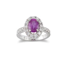 18k white gold and pink sapphire ring, Elegance
