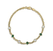 18k yellow gold, emerald and diamond bracelet