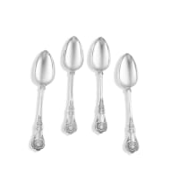 Four Scottish silver ‘Queen’s’ pattern serving spoons, J & W Mitchell, Glasgow, 1842