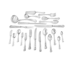 A Sheffield plate 'King's pattern' flatware service