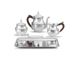 A Portuguese three-piece silver coffee service, Mergulhao, Lisbon, 20th century