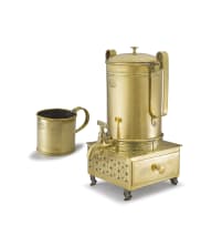A Cape brass coffee urn and konfoor, Frederik Johannes Staal, Robertson, 1857-1934