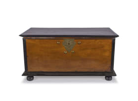 A Batavian teak and ebony brass-mounted chest, 19th century