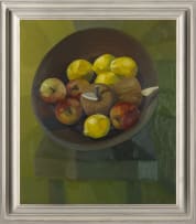 Cathy Layzell; Apple and Lemons on Green