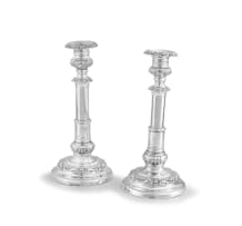 A pair of George IV silver telescopic candlesticks, Thomas Watson & Co, Sheffield, 1824